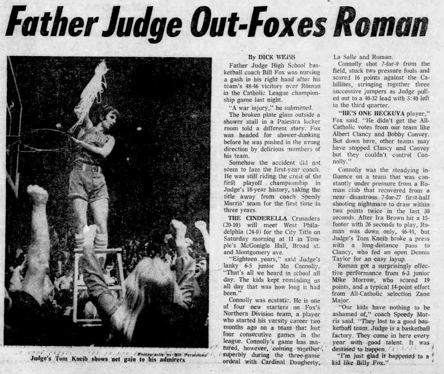 Career Tribute . . . Father Judge Basketball Coach Bill Fox